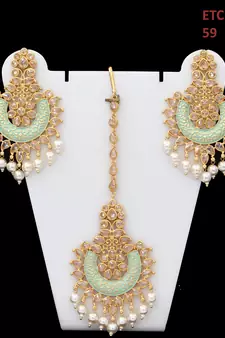 Green gold plated antique gold Copper  Pair of Earrings