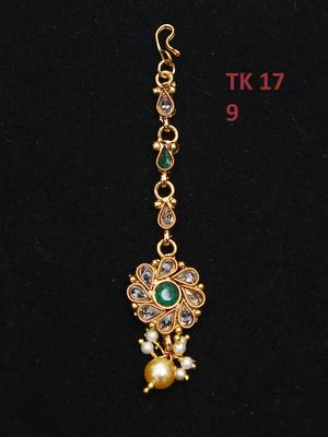 Green gold plated antique gold Copper  MangTikka 4