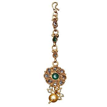 Green gold plated antique gold Copper  MangTikka 1