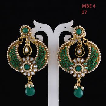 Green gold plated antique gold Copper   Pair of Earrings 2