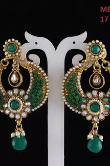 Green gold plated antique gold Copper   Pair of Earrings