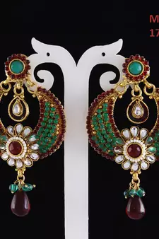 Green gold plated antique gold Copper   Pair of Earrings