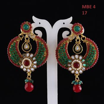 Green gold plated antique gold Copper   Pair of Earrings 2