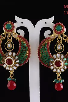 Green gold plated antique gold Copper   Pair of Earrings