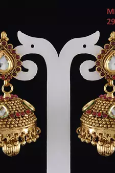 Red gold plated antique gold Copper   Pair of Earrings