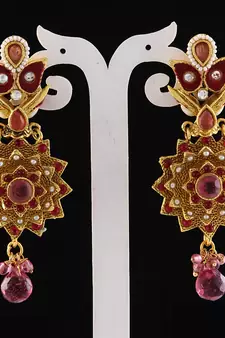Pink gold plated antique gold Copper   Pair of Earrings