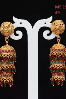 Multicolor gold plated antique gold Copper   Pair of Earrings