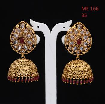 Red gold plated antique gold Copper   Pair of Earrings 3