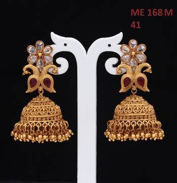 Red gold plated antique gold Copper   Pair of Earrings 3