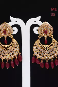 Red gold plated antique gold Copper   Pair of Earrings