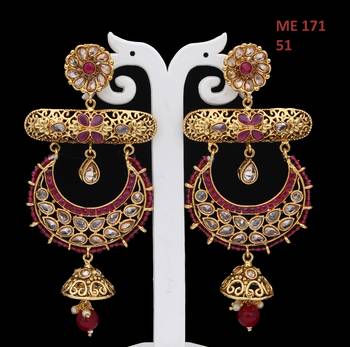 Red gold plated antique gold Copper   Pair of Earrings 3