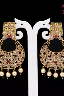 Red gold plated antique gold Copper   Pair of Earrings
