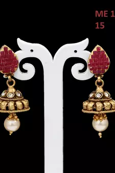 Red gold plated antique gold Copper   Pair of Earrings