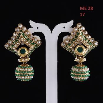 Green gold plated antique gold Copper   Pair of Earrings 3