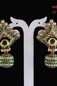 Green gold plated antique gold Copper   Pair of Earrings