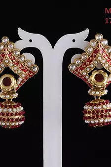 Pink gold plated antique gold Copper   Pair of Earrings