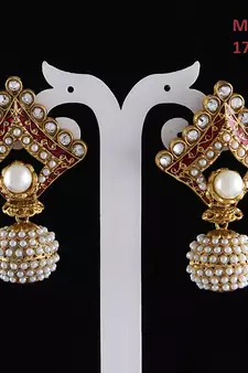 Red gold plated antique gold Copper   Pair of Earrings