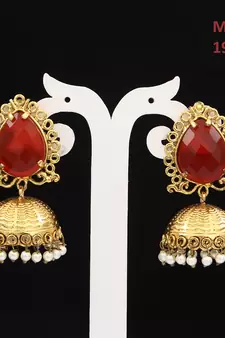 Red gold plated antique gold Copper   Pair of Earrings