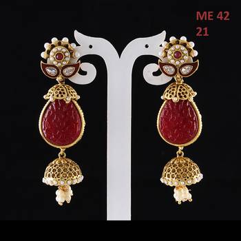 Red gold plated antique gold Copper   Pair of Earrings 2