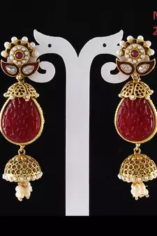 Red gold plated antique gold Copper   Pair of Earrings