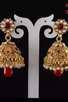Red gold plated antique gold Copper   Pair of Earrings