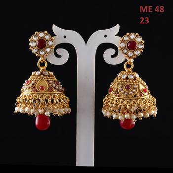 Red gold plated antique gold Copper   Pair of Earrings 3