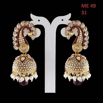 Pink gold plated antique gold Copper   Pair of Earrings 3