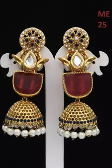 Blue gold plated antique gold Copper   Pair of Earrings