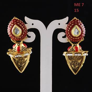 Red gold plated antique gold Copper   Pair of Earrings 3