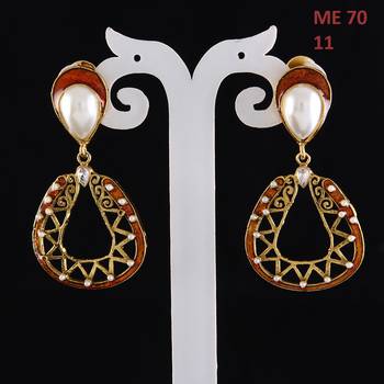 Red gold plated antique gold Copper   Pair of Earrings 2