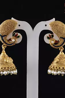 Multicolor gold plated antique gold Copper   Pair of Earrings