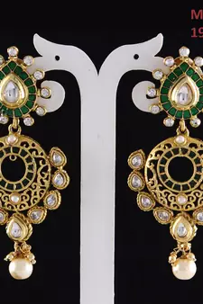 Green gold plated antique gold Copper   Pair of Earrings
