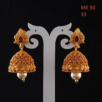 Red gold plated antique gold Copper   Pair of Earrings 3