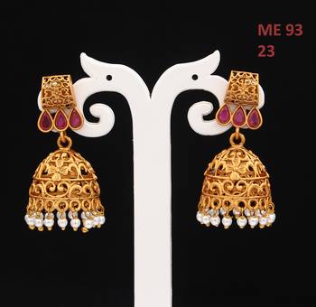 Red gold plated antique gold Copper   Pair of Earrings 3