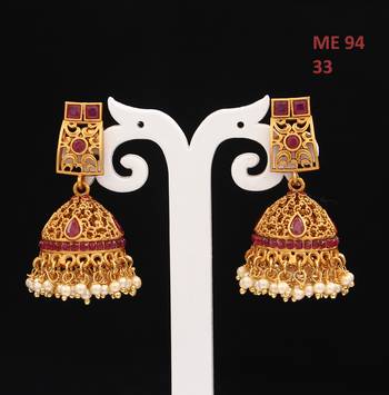 Red gold plated antique gold Copper   Pair of Earrings 3