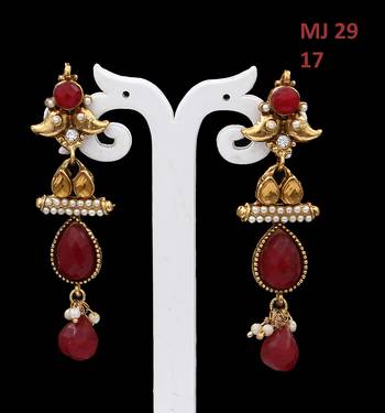 Red gold plated antique gold Copper   Pair of Earrings 3