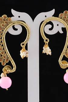 Pink gold plated antique gold Copper   Pair of Earrings