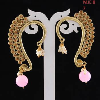 Pink gold plated antique gold Copper   Pair of Earrings 2