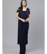 blue Ruffled Cocktail gown with attached dupatta Cowl style Layering and Sequence Bling