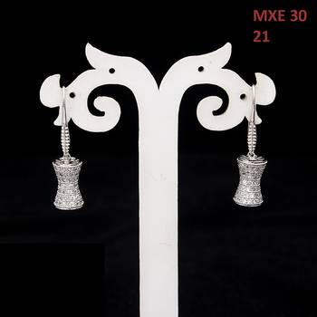 White beaded jewellery Brass Copper   pair of Earrings 3