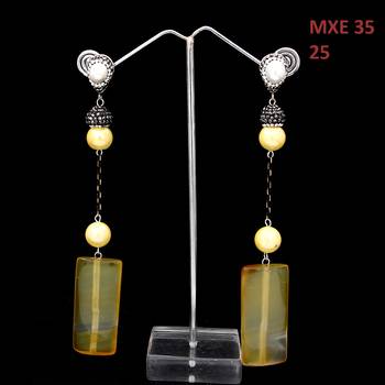 Yellow beaded jewellery Brass Copper   pair of Earrings 2