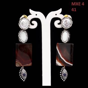 Brown beaded jewellery Brass Copper   pair of Earrings 3