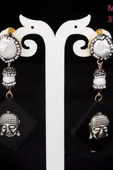 Multicolor beaded jewellery Brass Copper   pair of Earrings