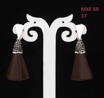 Brown beaded jewellery Brass Copper   pair of Earrings 2