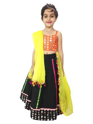 Black embroidered cotton stitched lehenga choli 1