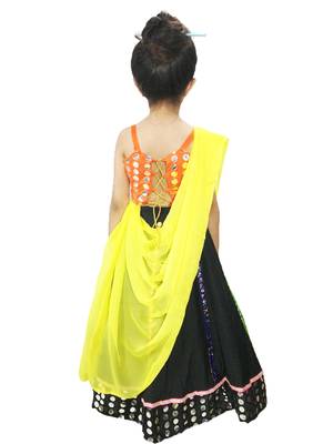 Black embroidered cotton stitched lehenga choli 2
