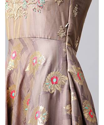 Grey Embellished Gown with Banarasi weaving and Zari Embroidered Dupatta 6