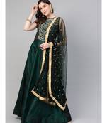Green Mirror Embellished Cocktail gown with Sequin embroidered Dupatta