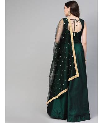 Green Mirror Embellished Cocktail gown with Sequin embroidered Dupatta 2