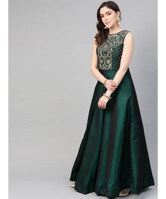 Green Mirror Embellished Cocktail gown with Sequin embroidered Dupatta 3